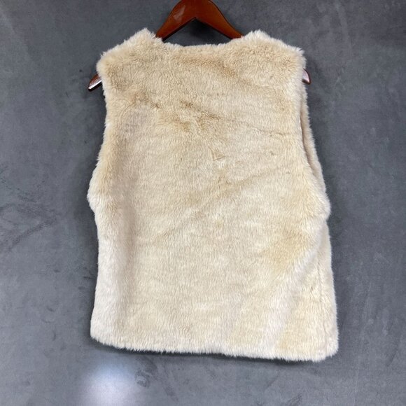 BCBG Generation‎  Cream Faux Fur Vest M/L BOHO Fall Cozy - Picture 7 of 7